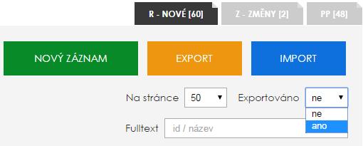 [R] - NOVÉ - nové záznamy projektů pro daný rok neexistující v aktivní veřejné databázi na www.rvvi.cz (1.