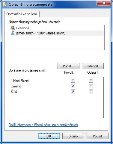 Příprava před použitím > Příprava na odeslání dokumentu do sdílené složky v PC 1 Pokud je název počítače, který jste si poznamenali na strana 3-15, stejný jako název domény: Pokud se v poli "V tomto
