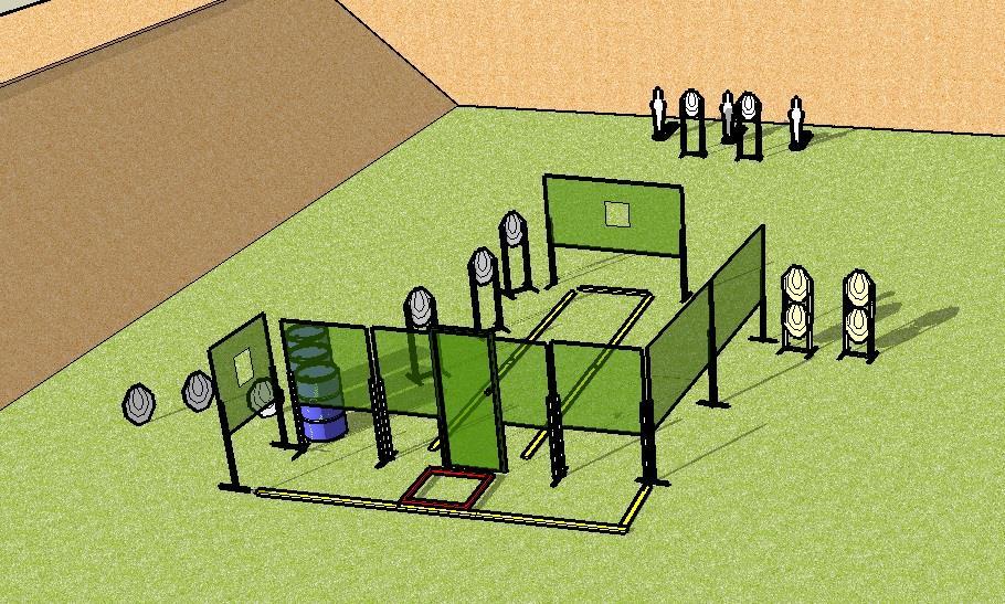 Stage 1 Typ situace: Dlouhá Hodnocení: Comstock Min. počet ran: 27 Vzdálenost: do 20 m 12 IPSC, 3 P Max. počet bodů: 135 Start.