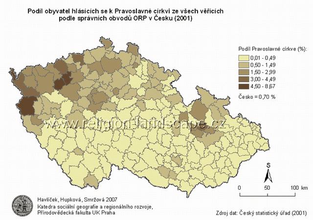 Konfesní mapa ČR Podíl