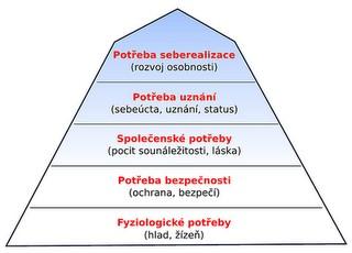 Maslowova pyramida potřeb Potřeby lze uspořádat hierarchicky Potřeby každého