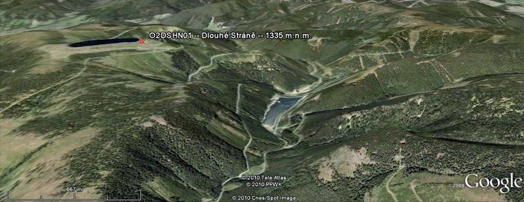 Obr. 7 Umístění meteorologické stanice v aplikaci Google Earth. Fig. 7. The location of a meteorological station seen through the Google Earth application. Obr.