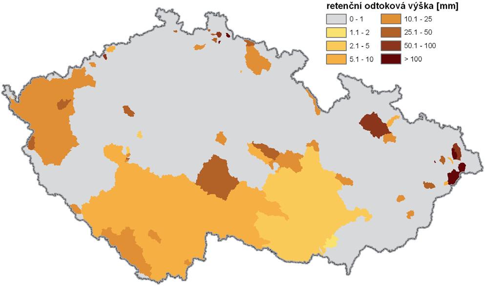 takže po dosazení do rovnice (4) dostaneme výsledný vztah pro výpočet přímého odtoku (P 0,2S) 2 P e =.