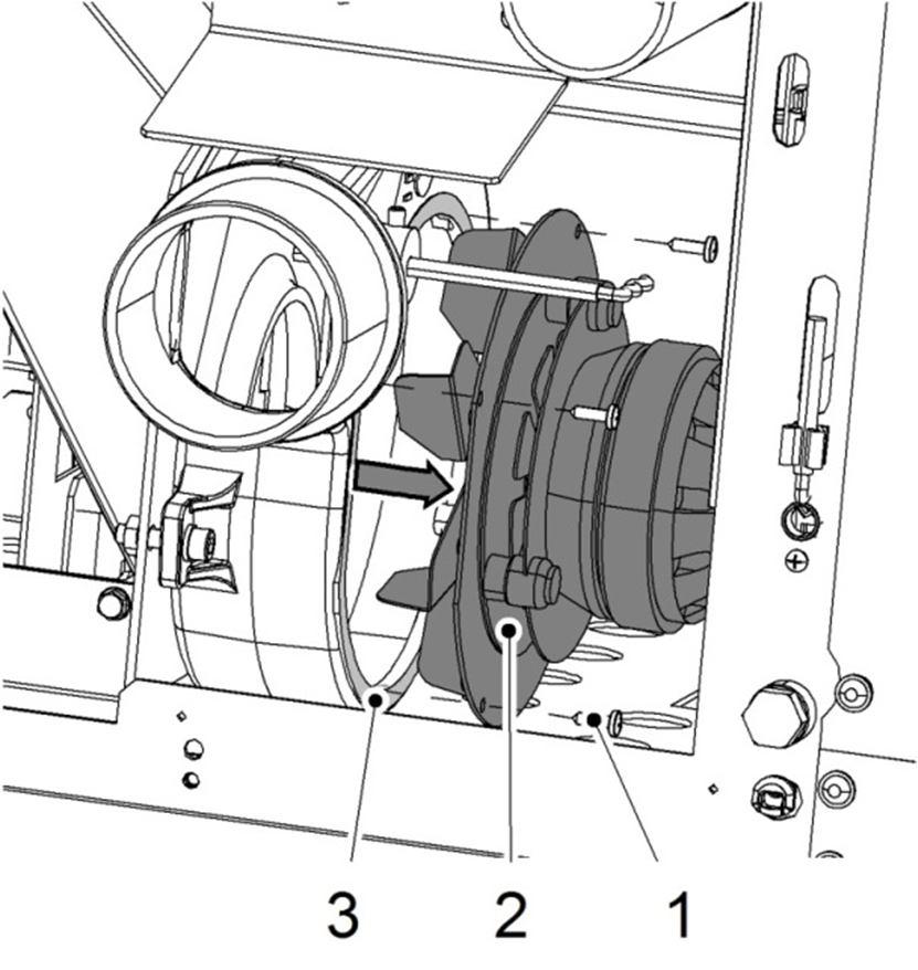 2.7. Čistenie plášťa nasávacieho (spalinového) ventilátora Plášť sprístupníte na čistenie povolením 4 skrutiek, zobrazených na obr. 7. Demontujte motor nasávacieho ventilátora tak, že ho stiahnete.