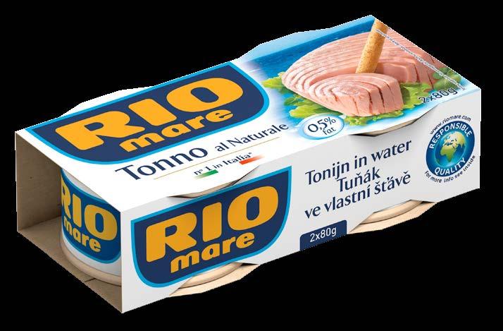 POTRAVINY TUŇÁK VE VLASTNÍ ŠŤÁVĚ RIO mare tuňák ve vlastní šťávě 2 x 80 g, 3 x 80 g, 160 g, 2 x 160 g, 3 x