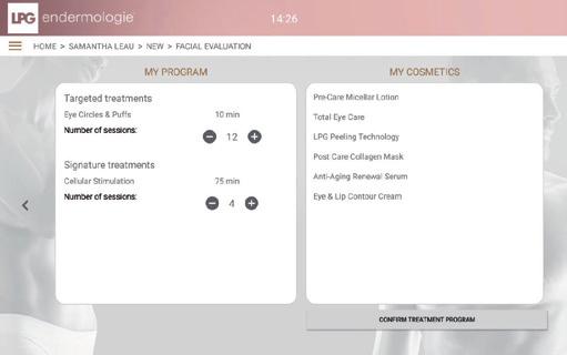 o Program Vašeho klienta se poté uloží do databáze MOJE PROGRAMY TVÁŘ OSOBNÍ DIAGNOSTIKA TĚLO Tento soubor vám umožní prohlédnout všechny fotografie pořízené během vstupní