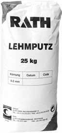 Malty a omítky ӏ Rath Lehmputz hliněná omítka Je přírodní hliněná masa. Je hotově namíchaná s přísadou konopných vláken. Použitelné pro omítání všech stěn akumulačních kamen nebo krbů.