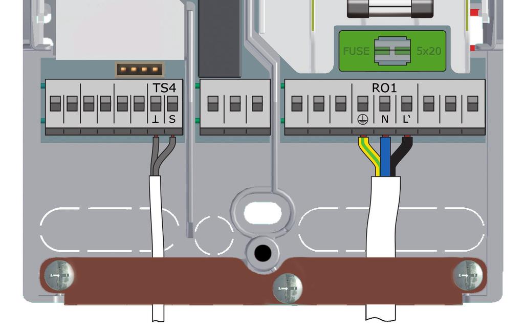 Elektrické připojení Senzor objemového proudu: Měření solárního zisku (množství tepla): Solární zisk se počítá z množství průtoku a teplotního rozdílu.