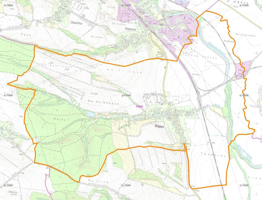 A. NÁZEV OBCE Název části obce (ZSJ): Rájec Mapa A: Území obce Přehledová mapka