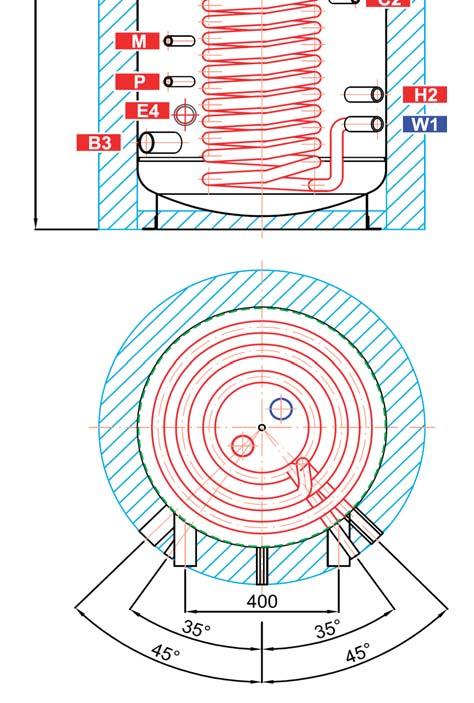 H2 G1" F 365 Elektrická topná t lesa E1 G6/4" F 1150 E2 G6/4" F 890 E3 G6/4" F 890 E4 G6/4" F 310 P íprava teplé vody W1 G1" M 285 W2 G1" M 1110 W3 G1" M