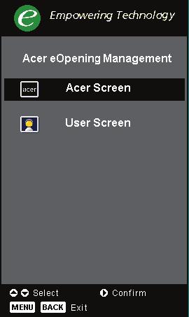 Acer eview Management Stisknutím e spustíte podnabídku Acer eview Managemet. Acer eview Managemet slouží k výběru režimu zobrazení.