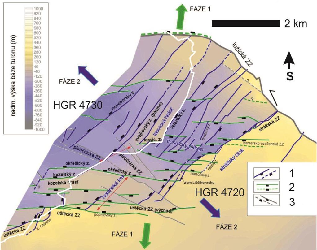 odrazem regionálně významných vertikálních posunů na jednotlivých zlomech či nikoliv. Zlomy českokamenické zlomové zóny, která je v.
