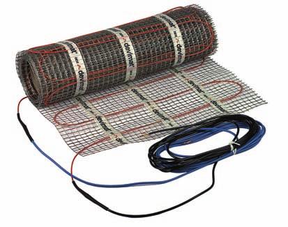 Jednožilové samolepicí topné rohože devimat DSVF 45 Na tkaninu ze skleněných vláken je meandrovitě fixován termokabel s opletením o průměru 2,5 mm.
