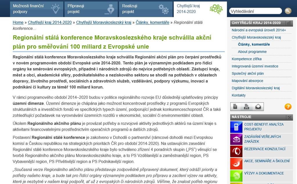 .. Zpravodaje, publikace Aktuality, newsletter, Informace o průběhu programovacího období EU a stavu čerpání apod.