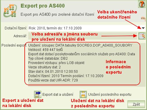 souboru (např. 2010-1-data.zip). Soubor s daty je pro svou velikost komprimován pomocí algoritmu ZIP a do vybraného adresáře se uloží jako ZIP archív. Ostatní soubory se ukládají jako textové soubory.