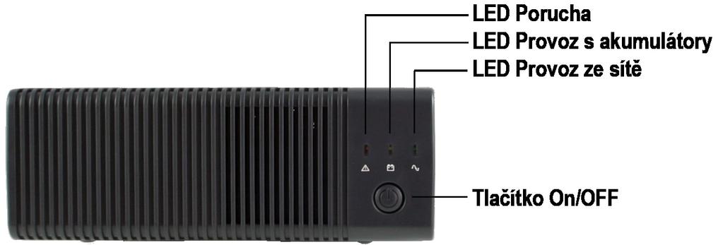 1.2 PŘEDNÍ PANEL Jestliže je zdroj připojen, stiskněte tlačítko ON a zdroj bude pracovat v síťovém nebo akumulátorovém provozu, podle toho, zda bude napětí v síti dostupné.