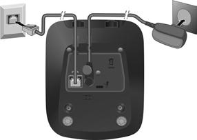 Uvedení do provozu Základnu připojte do telefonní a elektrické sítě 4 3 1 2 Telefonní kabel zastrčte do připojovací zdířky 1 na zadní straně základny, dokud nezaskočí, a