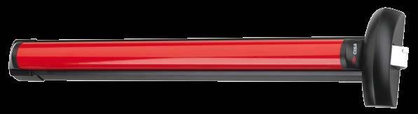 PANIKOVÉ ZÁMKY A KOVÁNÍ Vrchní panikové kování FAST Touch Stlačná paniková hrazda Délka 84 cm, u požární verze 120 cm, obě s možností zkrácení (minimální délka 30 cm) Povrch: černá a červená, na