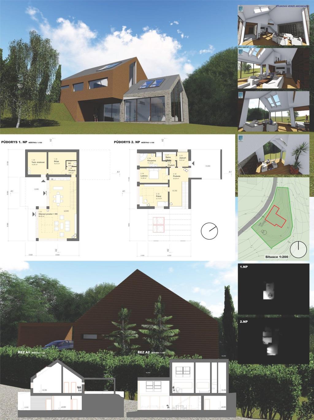 Obr. 14: Projekt rodinného domu, se kterým v soutěži VELUX Život pod střechou získal