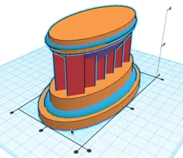 Obr. č. 6: Zarovnanie objektov 6. Vloženie 3D scanu STL súbor vložíme do programu Thinkercad pomocou menu Vloženie (Import), ktorý sa nachádza v pravom stĺpci.