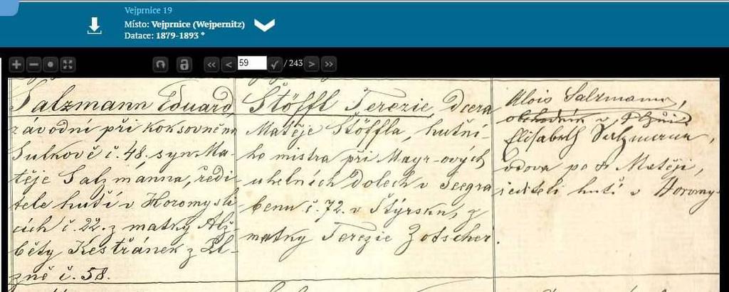 Matěj Salzmann měl dále děti: Marie Elizabeta nar. 1849, další osudy neznámé Alois Karel nar. 1850, disponent společnosti The Singer Co. Plzeň, Alžběta Karolína nar.