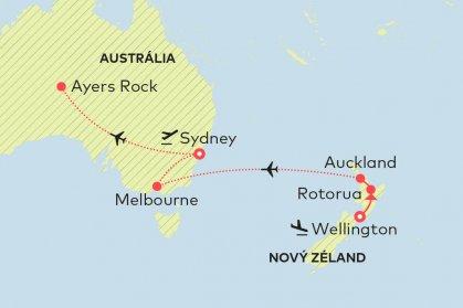 Nový Zéland, Austrália Ďaleko na druhom konci sveta leží najmenší kontinent na svete Austrália a zelené ostrovy Nového Zélandu.