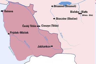 Těšínsko tato oblast je významná uhelnými slojemi národnostně byla promíchána Poláky a Čechy Polsko