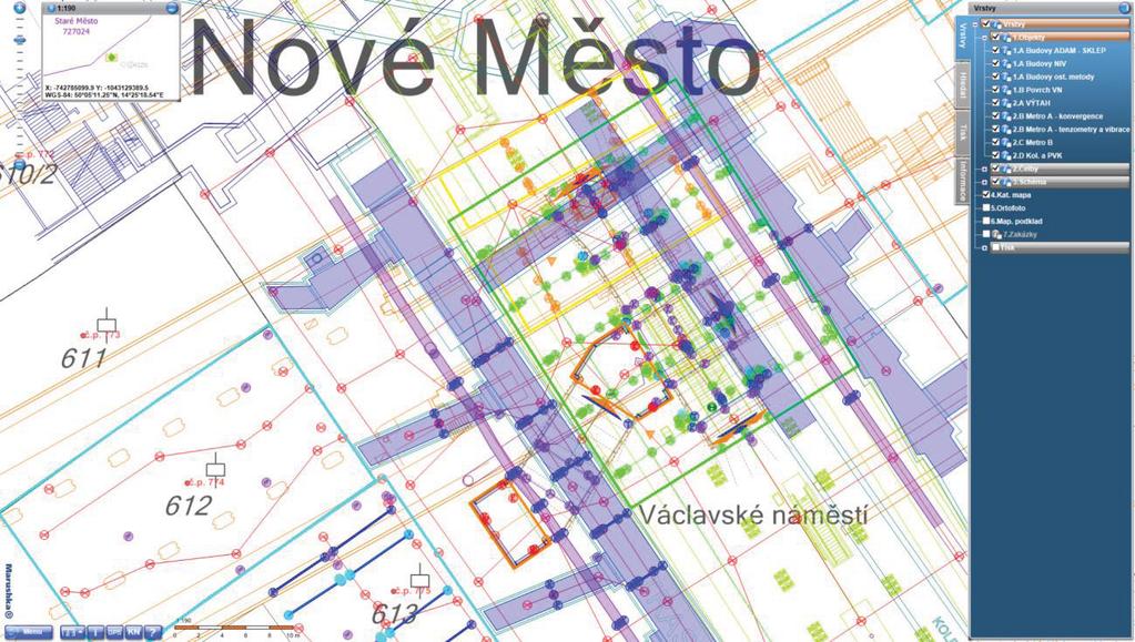 Obr. 2 Půdorys (situace) geotechnického a geodetického
