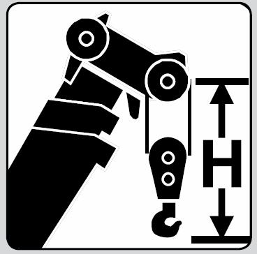 Pracovní dosah (metry): 7 Nosnost kladnice s hákem (t) Vzdálenost H