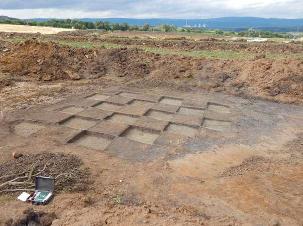 Obr. 04. Pohled od J na část plochy zkoumané pomocí čtvercové sítě (foto A. Káčerik). ARS 003 /2015 k.ú. Žatec (ppč. ppč. 6775/1, 63/1, 345/1), okr.