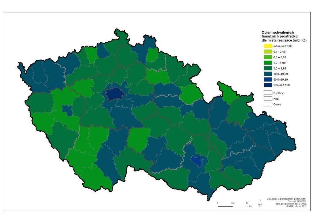 Obrázek 79 Územní rozložení finančních prostředků