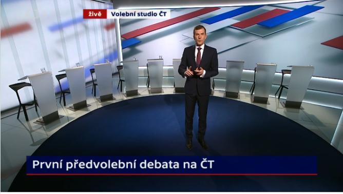 ČT opakovaně zobrazuje studio volební debaty v rámci informování o jejím konání.