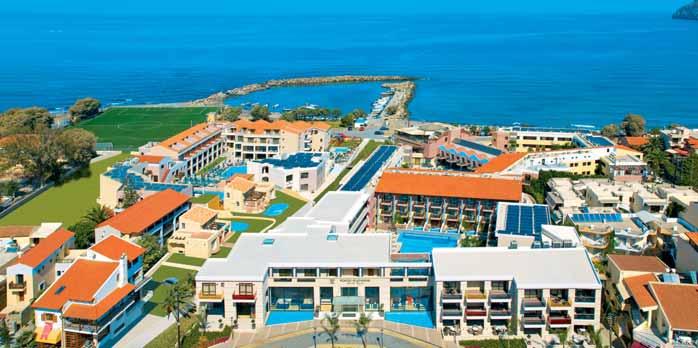 KRÉTA CHANIA PLATANIAS Porto Platanias Beach Hotel Polopenze / možnost dokoupení all inclusive Přímo u pláže Pro rodiny s dětmi Rezervujte včas Svozy na/z letiště Velmi rozlehlý, zrenovovaný,
