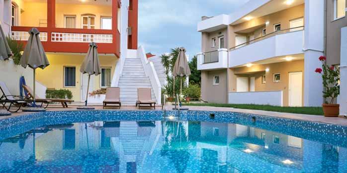 Novinka 2019 Pro rodiny s dětma Svozy z/na letiště Troulis Apartments Hotel Snídaně KRÉTA HERAKLION BALI Oblíbený, rodinný, apartmánový hotel se skládá z několik budov.