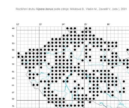 ; VLAŠÍN, M.; ZAVADIL, V. (2001). Atlas rozšíření plazů v České republice: Atlas of the distribution of reptiles in the Czech Republic. Brno : AOPK ČR. 258 s. SLÁMA, M. (1998).