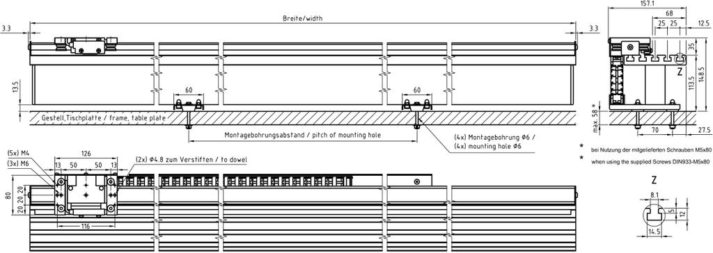 02mm x L), L = měřená délka v m Bez zobrazovacího zařízení a příslušenství (vyžadováno pro provoz zařízení). Rozměry (mm): Kat. č. Šířka Měřená délka Max. hm. měřeného dílu.