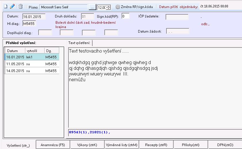 Poznámka: přednastavený uživatel lekar v demoverzi programu má přidělena maximální oprávnění. Při ostrém použití programu je vhodné oprávnění uživatelů dle potřeby omezit.