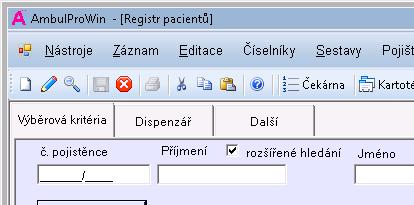 Příklad záložek v registru: Kopírování a vkládání textu je možno provádět standardními klávesami CTRL+C a CTRL+V nebo pomocí ikonek, případně přes menu Editace.