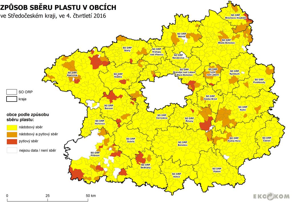 Nádobový a pytlový sběr v obcích Středočeského kraje 2016 PYTLE 2015