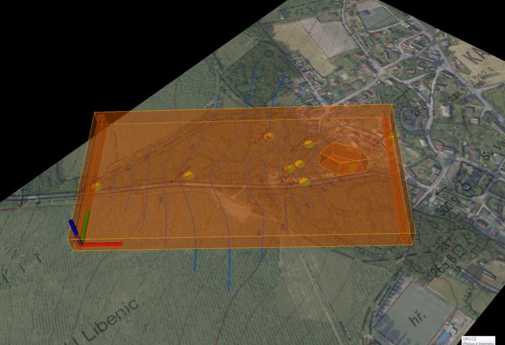3D model Sestaven pro oblast mělkého kvartérního kolektoru, od haldy Kuntery ve