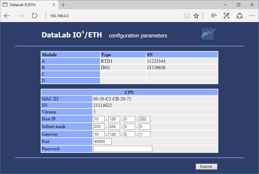 Připojení a spuštění DataLab IO/ETH a DataLab Compact ETH Jednotka se připojuje UTP kabelem zakončeným konektory RJ45. Kabel může být přímý nebo křížený.