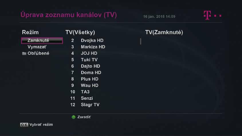 MAGIO SAT POUŽÍVATEĽSKÁ PRÍRUČKA NASTAVENIA ÚPRAVA ZOZNAMU KANÁLOV ÚPRAVA ZOZNAMU KANÁLOV MAGIO SAT POUŽÍVATEĽSKÁ PRÍRUČKA Výrobné (továrenské) nastavenia Špeciálna položka nastavení, ktorá opätovne