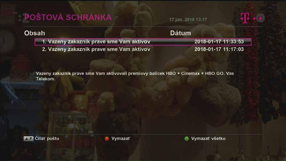 MAGIO SAT POUŽÍVATEĽSKÁ PRÍRUČKA POŠTOVÁ SCHRÁNKA POŠTOVÁ SCHRÁNKA NASTAVENIA NASTAVENIA MAGIO SAT POUŽÍVATEĽSKÁ PRÍRUČKA Špeciálne menu, v ktorom
