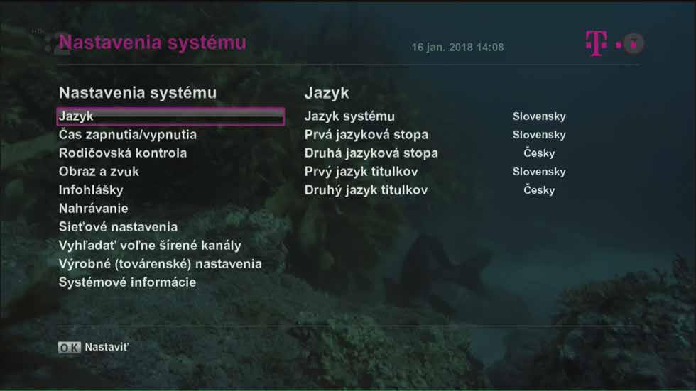 Do menu sa dostanete tiež stlačením modrého tlačidla počas sledovania živého vysielania.