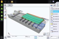 3D- náhľad je možné ľubovoľne rotovať 3D- vyobrazenie rámu stroja, konzol, dorazových valcov a prísaviek, dielcov a