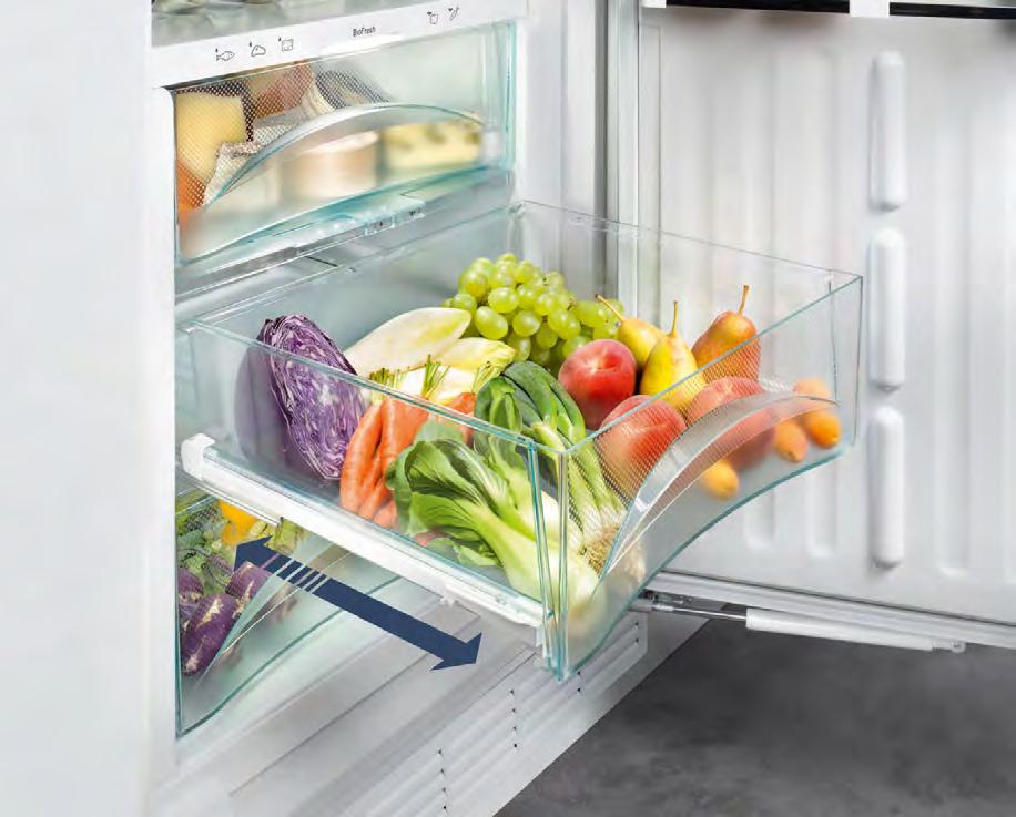 Vestavné kombinované chladničky Kvalita v každém detailu Praktický systém Liebherr FlexSystem pro zásuvky BioFresh a BioCool boxy poskytují