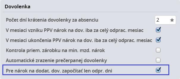 dovolenke. Ak teda zamestnávateľ neodpracuje za vyššie uvedených podmienok celý kalendárny rok, nemá nárok na čerpanie dodatkovej dovolenky v plnom rozsahu.