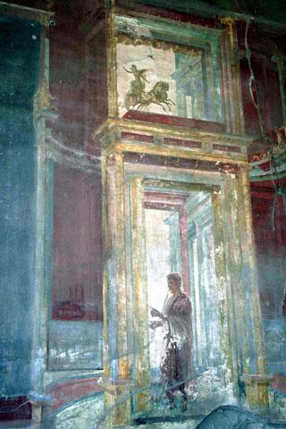 ILUZIVNÍ PERSPEKTIVA Trompe l'oeil Iluzivní perspektiva je malba architektonických prvků, krajin apod. na stěny interiéru i na vnější zdi domů.