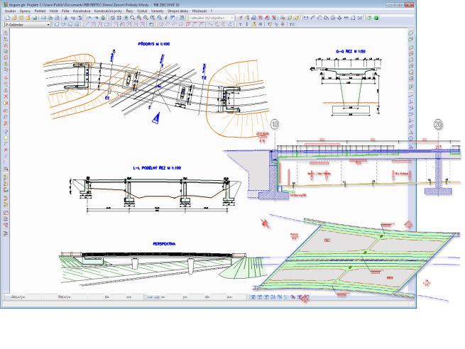 přehledné výkresy, styly objektů pro transparentní konstruování libovolné měřítkové oblasti výkresu flexibilní vzhled výkresu inteligentní, vzájemný přenos dat mezi CAD statikou FEM zakládáním staveb