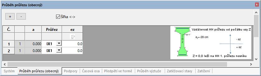 Nastavení Podpory 2.3.2 Náběhy průběh průřezů U každého nově vytvořeného objektu je průběh průřezů nejprve konstantní. Tento průběh lze následně upravovat.